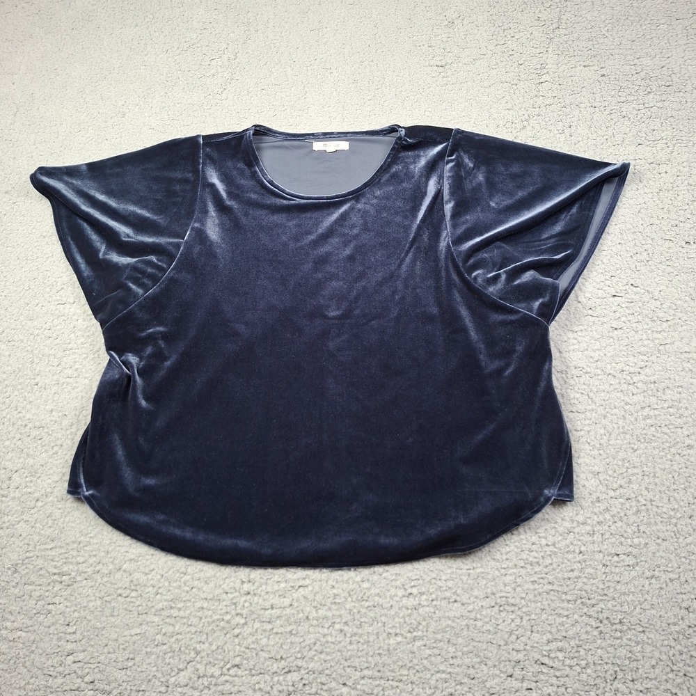 Madewell Womens Size Large Navy Blue Velvet Butterfly Top Stretch Fairy